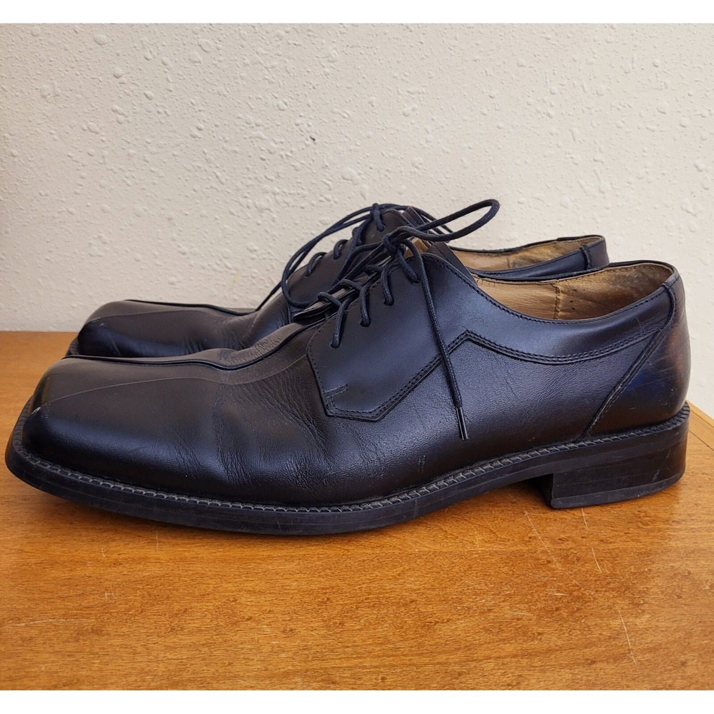 ZENGARA‎ Square Toe Black Leather Business Work Dress Shoes Men's U.S. Size 9.5